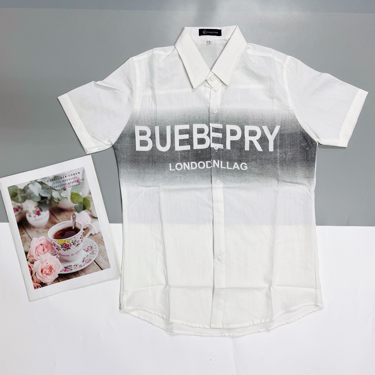 Áo sơ mi nam tay ngắn hoạ tiết in from hàn quốc Áo sơ mi đũi mẫu BUBERY phong cách trẻ trung HOTRENNN
