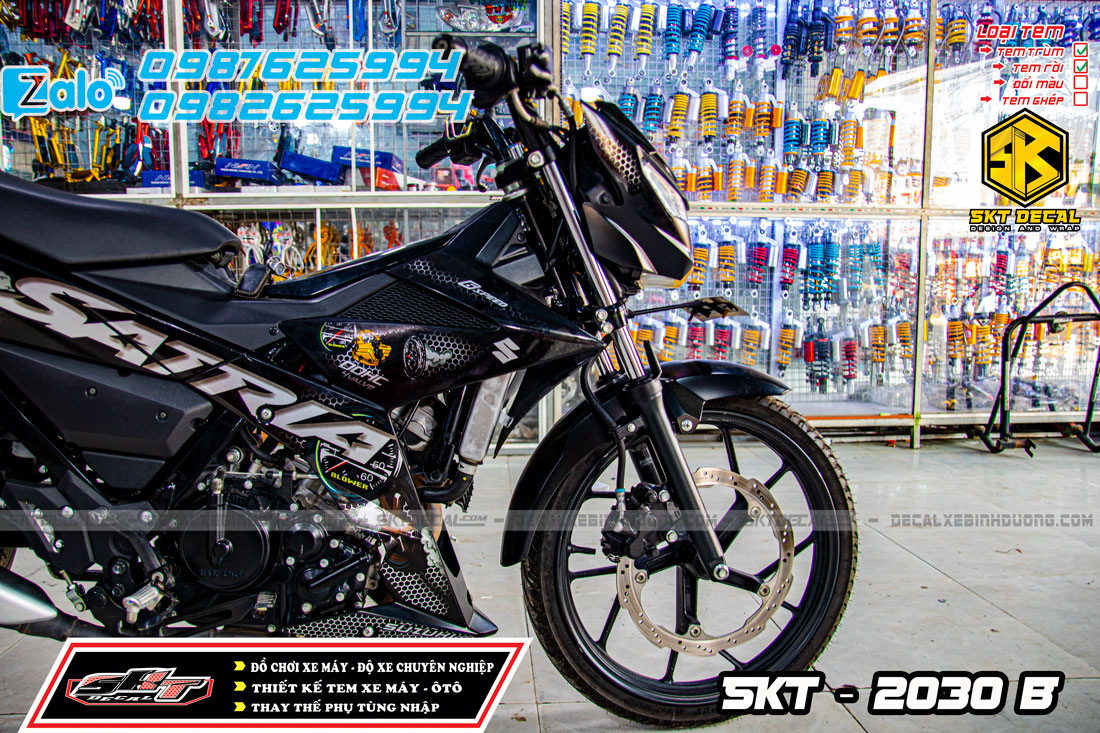tem rời xe satria đen trắng tổ ong