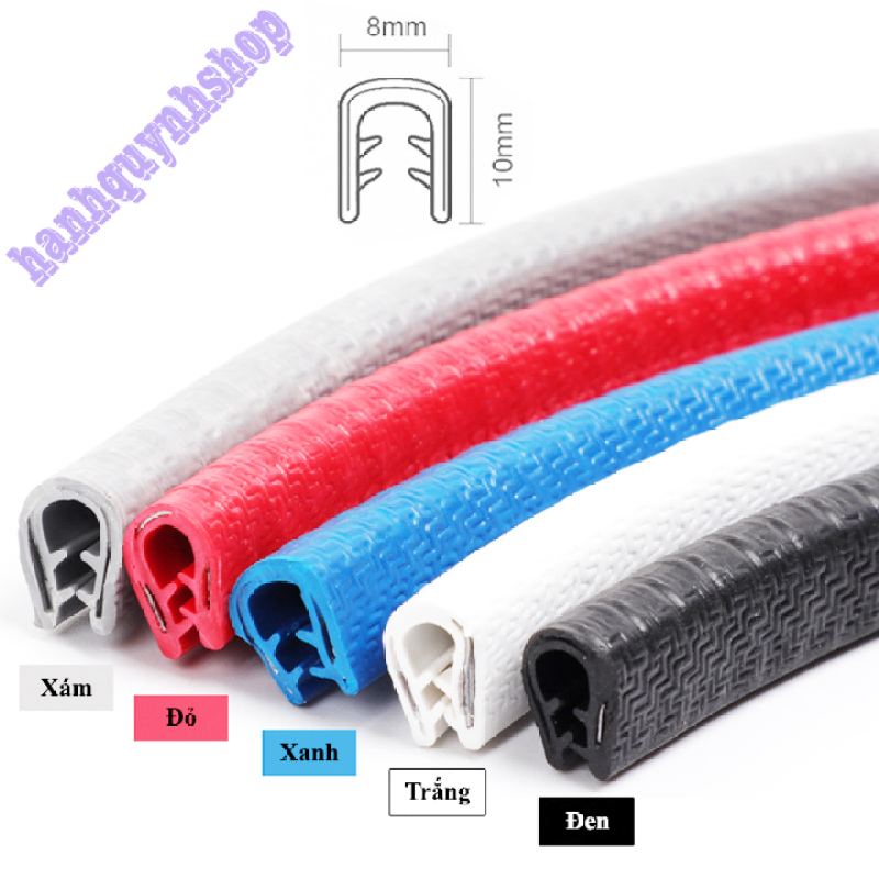 Cuộn 5m Gioăng Cao Su, Nẹp Viền Cửa Chữ U Lõi Thép Chống Va Đập Trầy Xước Cánh Cửa Ô Tô