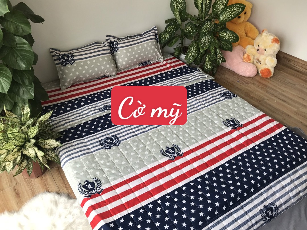 Chăn Hè Thu Trần Bông 3 Lớp 1m8x2m,mẫu đoremon đàn