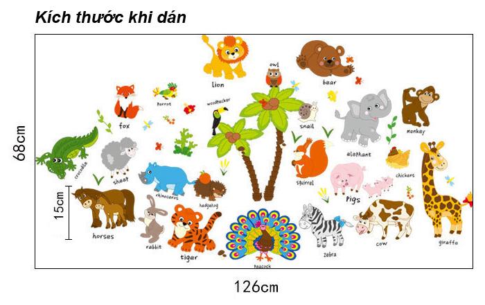 Decal dán tường Vườn thú tiếng anh số 3- T73-kiddecals