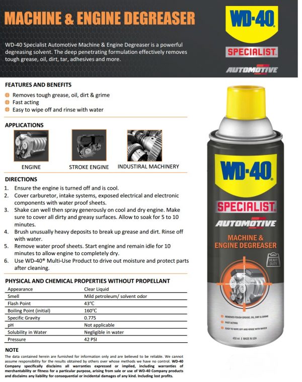 [HCM][Vệ sinh máy] Chai Xịt Vệ Sinh Dầu Mỡ WD40 Machine & Engine Degreaser 450ml Mỹ