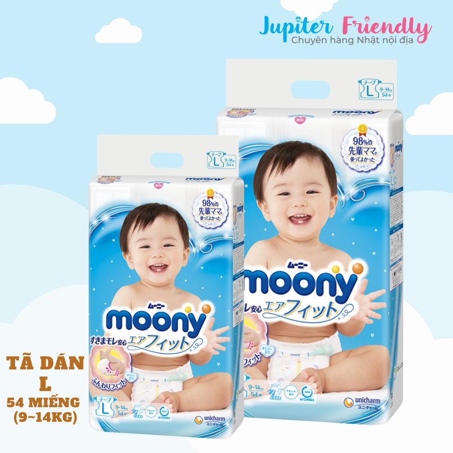 [COMBO 2] Bỉm - Tã Dán Moony Blue NB90/ S84/ M64/ L54