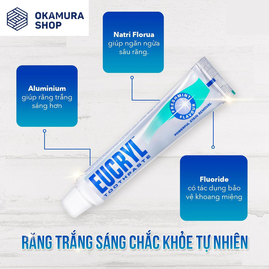 Kem Đánh Răng EUCRYL Làm Trắng Răng Hương Bạc Hà 62g Tooth Paste Freshmint