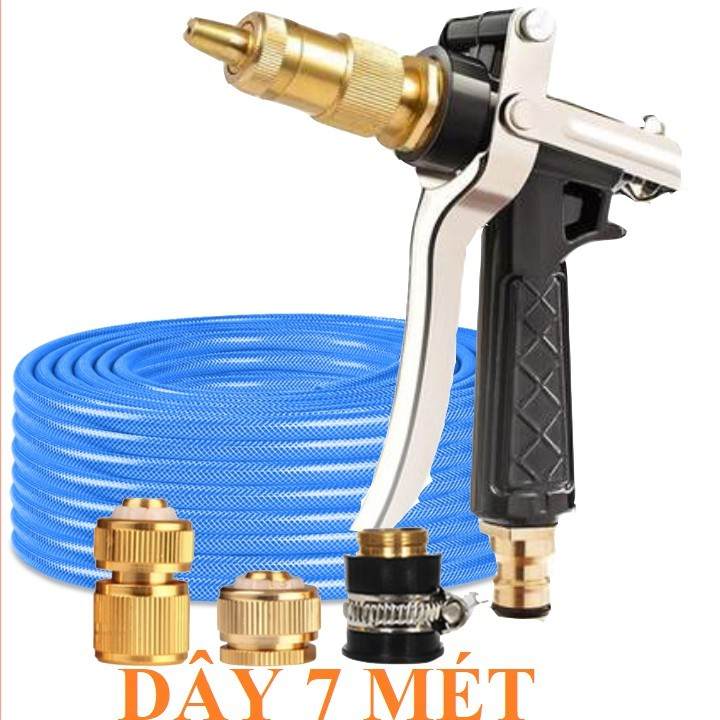 Farm Zone 85 Bộ dây vòi xịt nước rửa xe, tưới cây . tăng áp 3 lần, loại 7m, 10m 206236 đầu đồng, cút đồng+ tặng khăn phượt TL TL