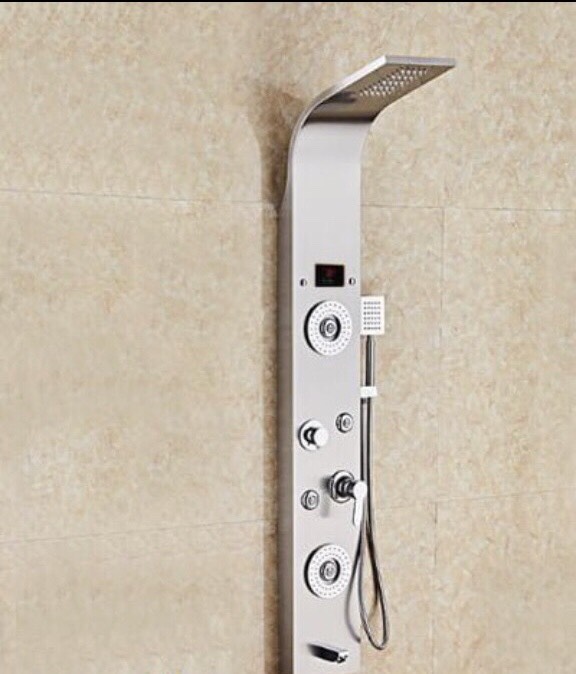 SEN THUYỀN TẮM MASSAGE HIỂN THỊ NHIỆT ĐỘ KASA.MÀU BẠC VÀ ĐỒNG,SEN THUYỀN INOX HIỂN THI NHIỆT ĐỘ.