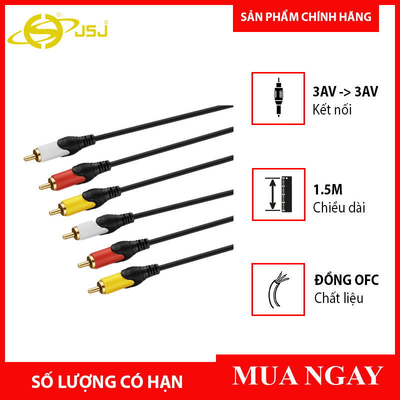 [HCM]Dây Tín Hiệu 6 Đầu Bông Sen ( RCA ) Dài 1.5m JSJ-633
