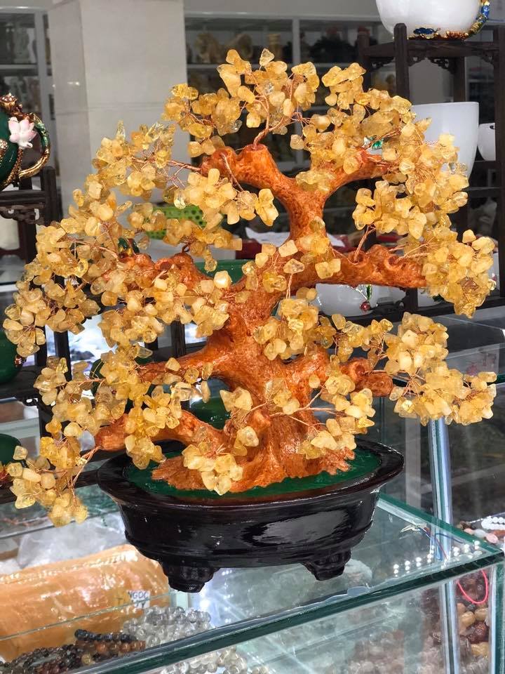 Cây Tài Lộc phong thủy đá thạch anh vàng - Cao 35 cm