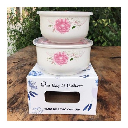 Bộ 2 thố sứ hút chân không tiện lợi