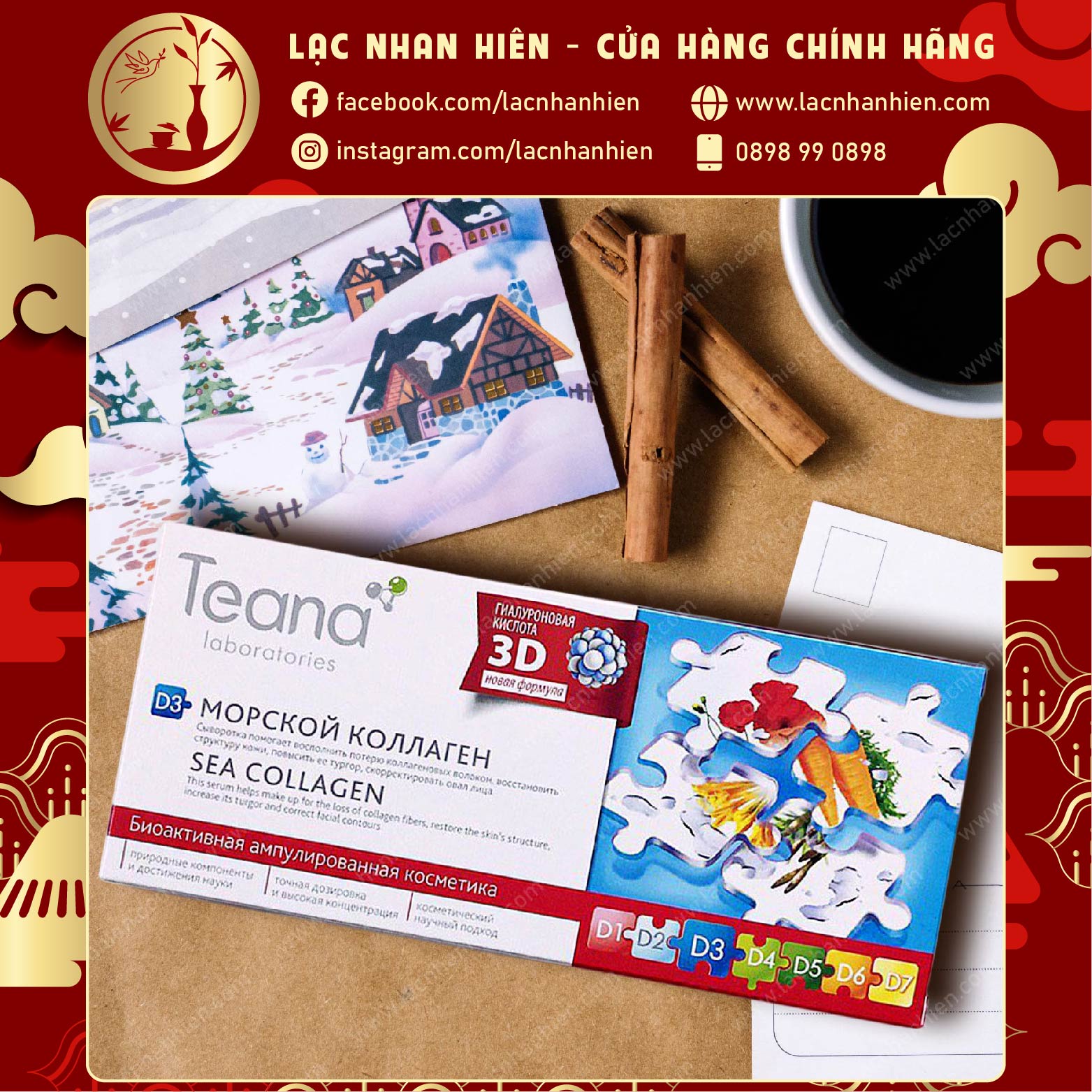 HỘP 10 ỐNG  TINH CHẤT COLLAGEN TƯƠI TEANA D3 SEA COLLAGEN