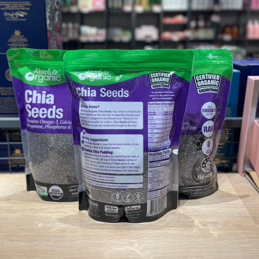 Hạt chia hữu cơ Absolute chuẩn Organic Úc 1kg