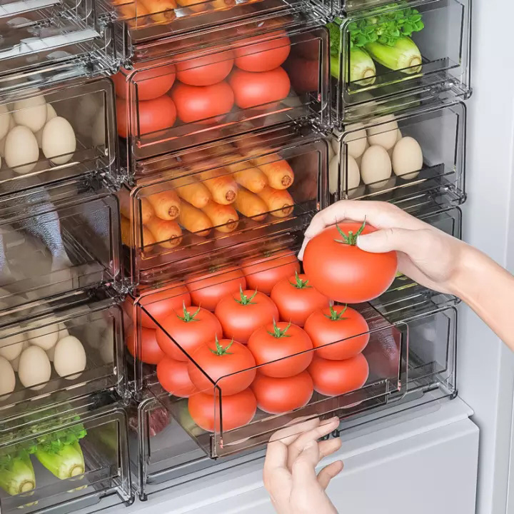 Hộp Tủ Lạnh Ngăn Kéo HKStorae, Hộp Đựng Tủ Lạnh Xếp Chồng Cho Thú Cưng, Hộp Đựng Thức Ăn Tủ Lạnh Nhà Bếp Hộp Đựng Thức Ăn Trứng Tủ Lạnh