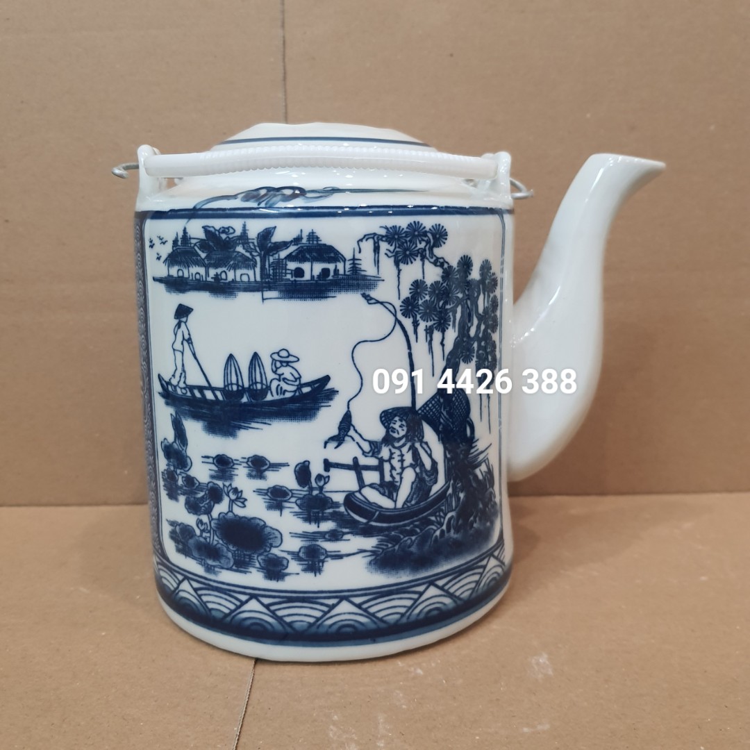 Ấm sứ pha trà - Ấm Tích pha trà Bát Tràng 1.5 Lít - 0.5 Lít