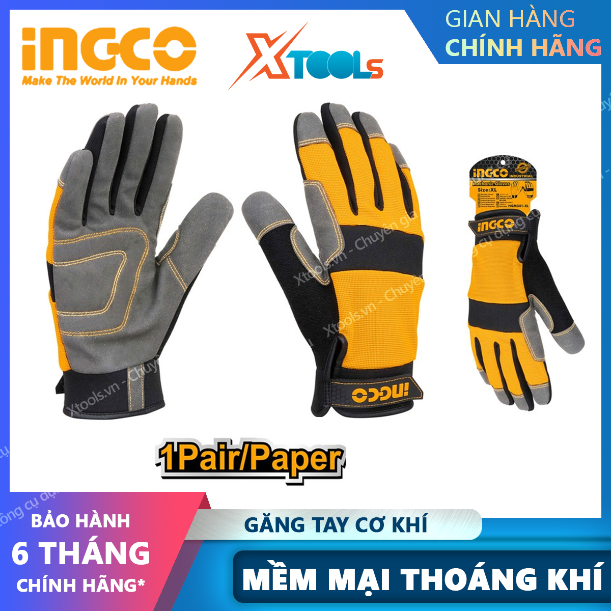 Ingco hgmg01 outdoor work safety mechanical gloves slip-resistant non-slip wear-resisting sweat absorbent gloves xsafe-xtools