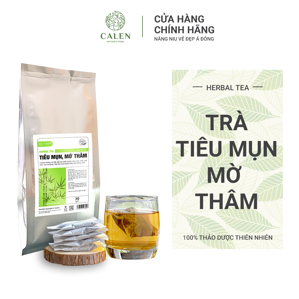 Trà Thảo Mộc Calen,Giúp tiêu mụn mờ thâm - trà lá tre túi 30 gói Herbal Tea