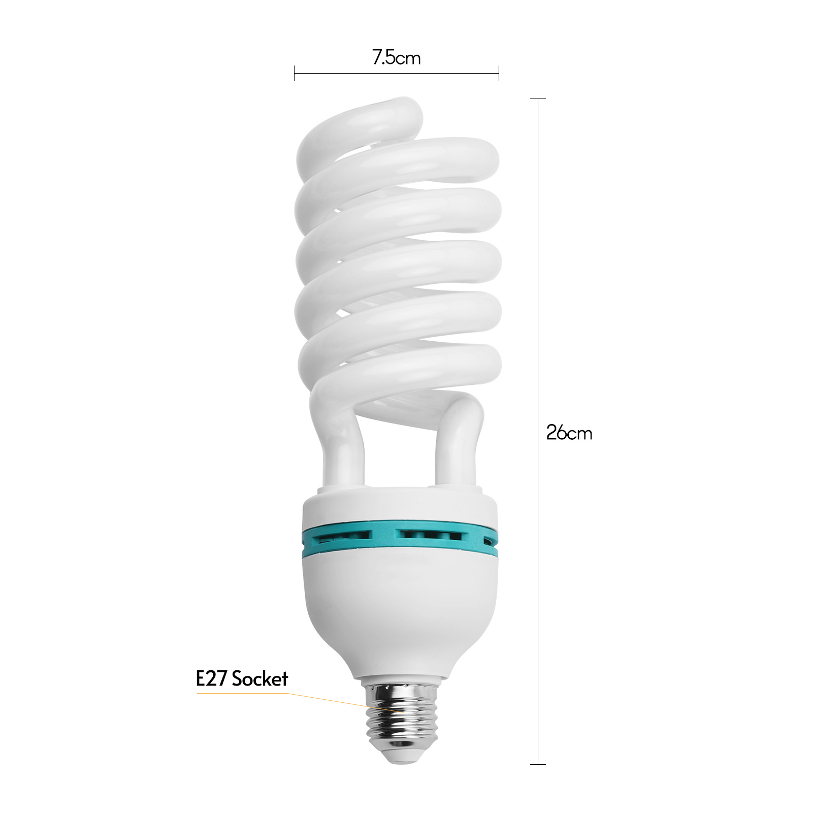 Andoer Bóng Đèn Huỳnh Quang Xoắn Ốc, Ổ Cắm CRI90 E27 Ánh Sáng Ban Ngày 135W 5500K, Tiết Kiệm Năng Lượng Để Chiếu Sáng Video Chụp Ảnh Studio
