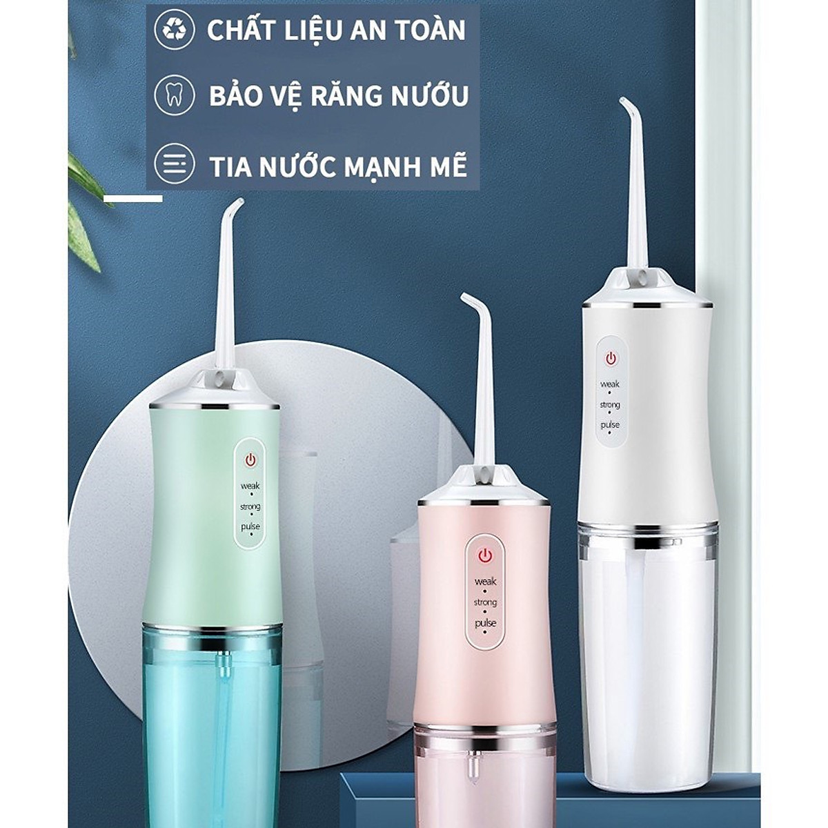 Tăm Nước Vệ Sinh Răng Miệng Máy Xịt Răng 3 Chế Độ Phun Rửa Sạch Răng -  ( Bảo Hành 12 tháng Lỗi 1 đổi 1 )