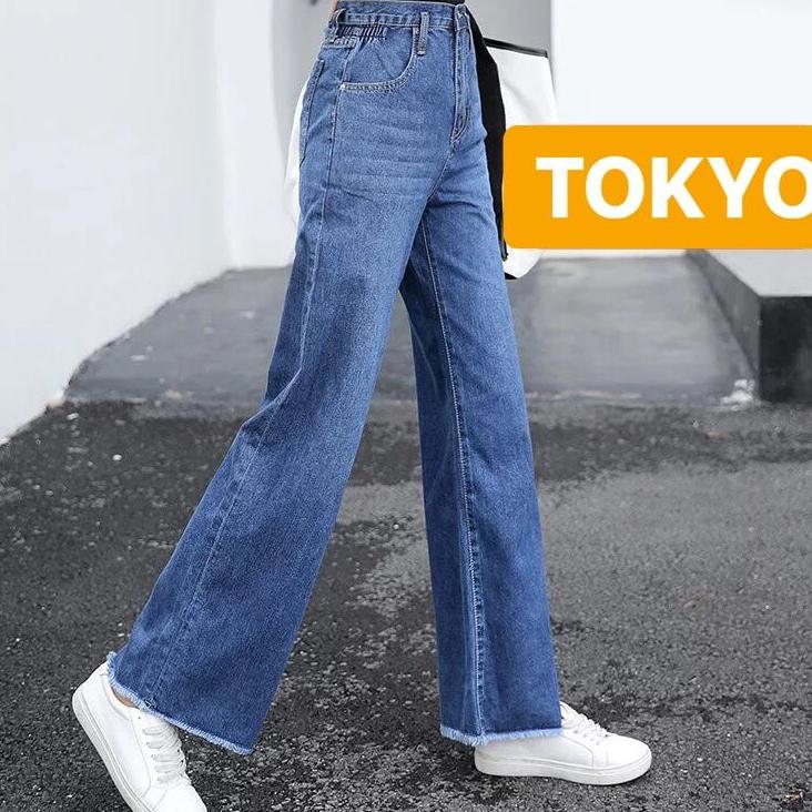 QUẦN BAGGY JEAN NỮ CHẤT BÒ XANH ĐẬM ỐNG LOE RỘNG LƯNG CAO NÂNG MÔNG SÀNH ĐIỆU HÈ 2022 CAO CẤP - TOKYO FASHION