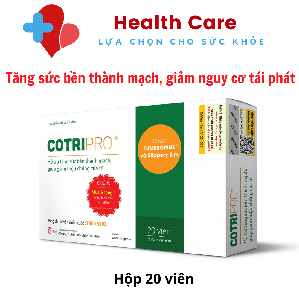 Viên uống Cotripro Thái Minh hỗ trợ giảm triệu chứng của trĩ (20 viên)