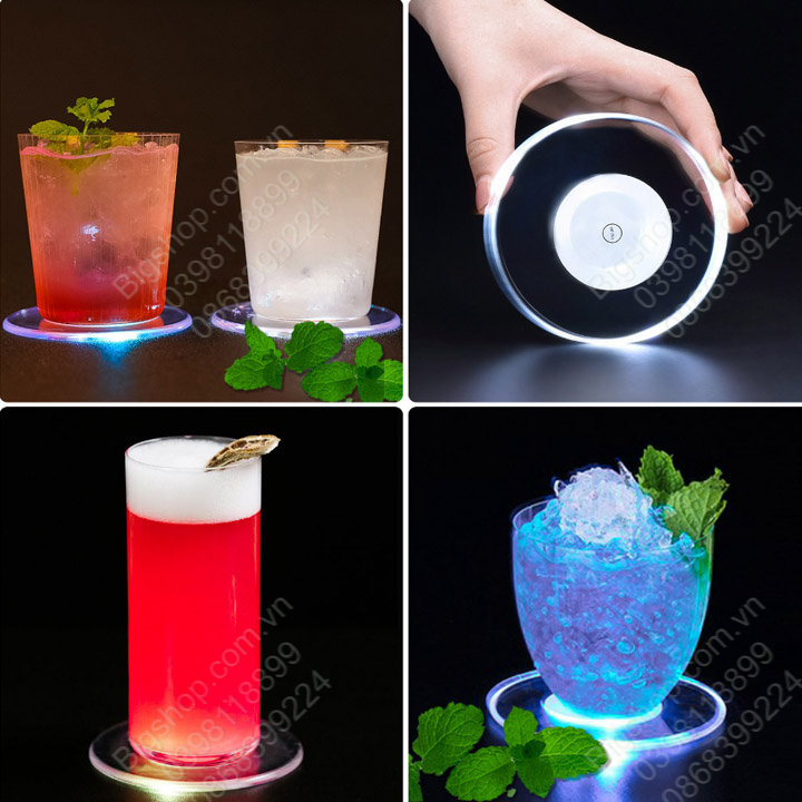 Đế lót ly có đèn led rất đẹp, nhiều chế độ sáng