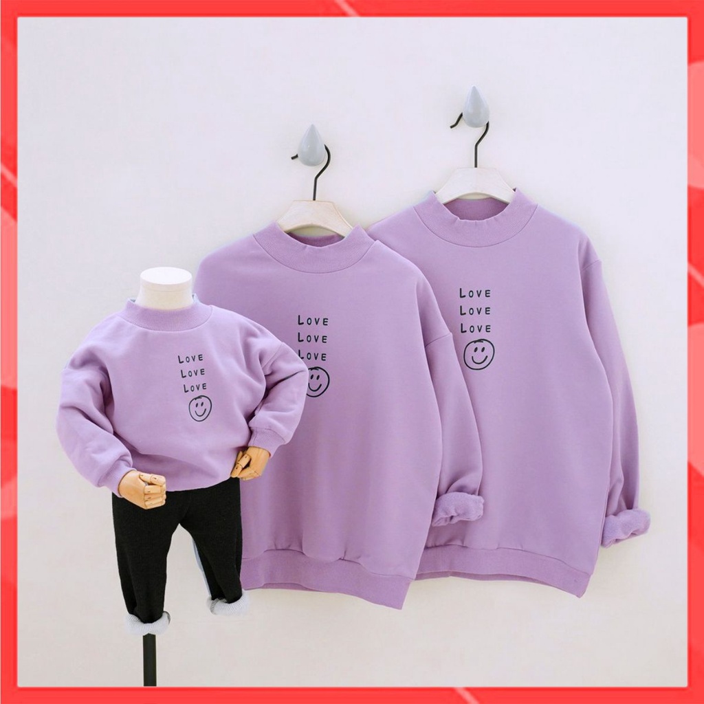 Áo hoodie gia đình familylove - áo hoodie chữ love love love chất liệu nỉ da cá cao cấp