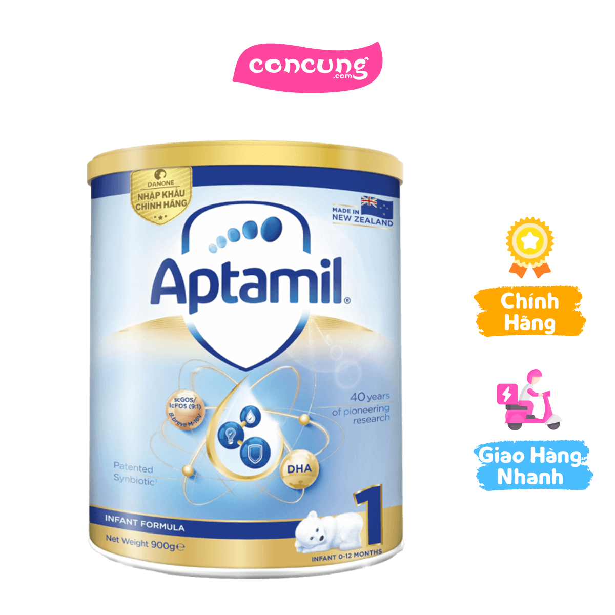 Sản phẩm dinh dưỡng Aptamil 1 Infant Formula, 0-12 tháng, 900g