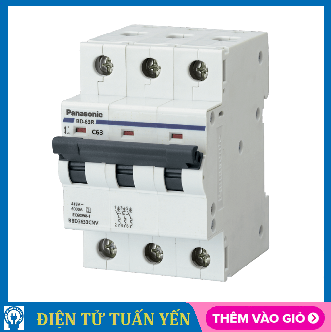 Cầu dao tự động (Aptomat) Panasonic 3 pha DIN BD Breaker DIN Type (16A-20A-25A-32A-40A-50A-63A-80A-100A) - Hàng chính hãng