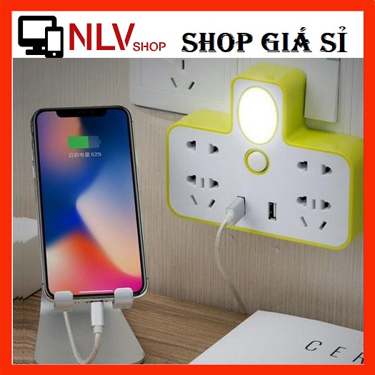 Bộ chia ổ điện 2 cổng usb có đèn - bộ chia ổ điện kiêm đèn ngủ