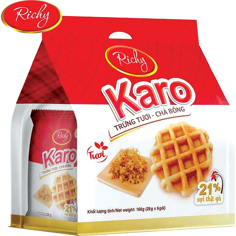 [HCM]Thùng 72 Bánh Karo Richy 26g (trứng tươi chà bông và phô mai hoàng kim)