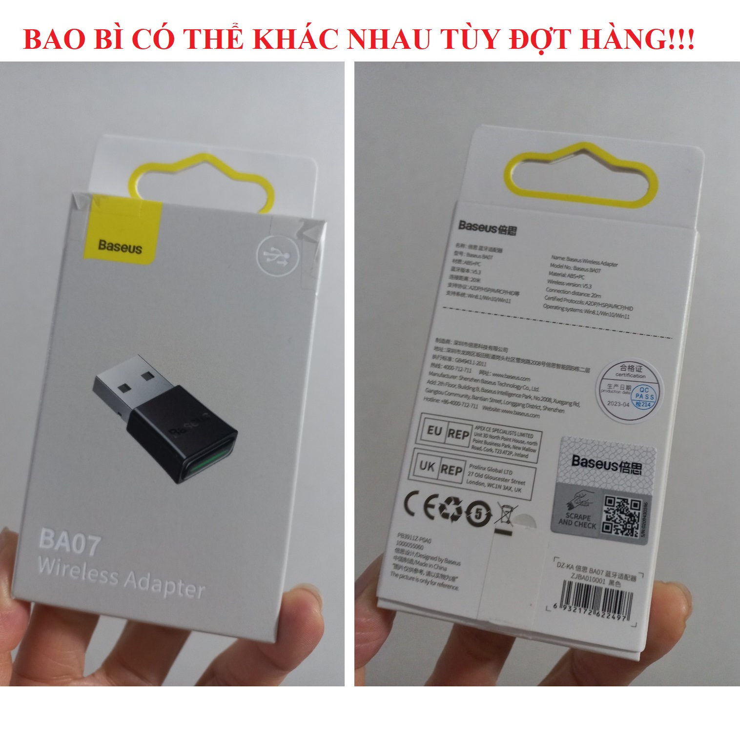 Adapter tạo Bluetooth cho máy tính / usb bluetooth V5.3 Baseus BA07