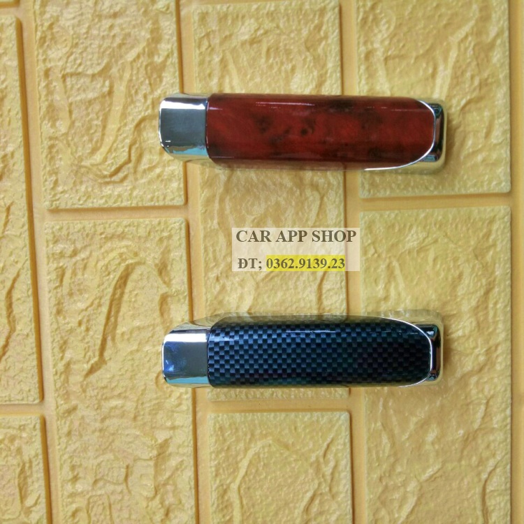 ốp cần phanh tay ô tô vân gỗ và vân carbon