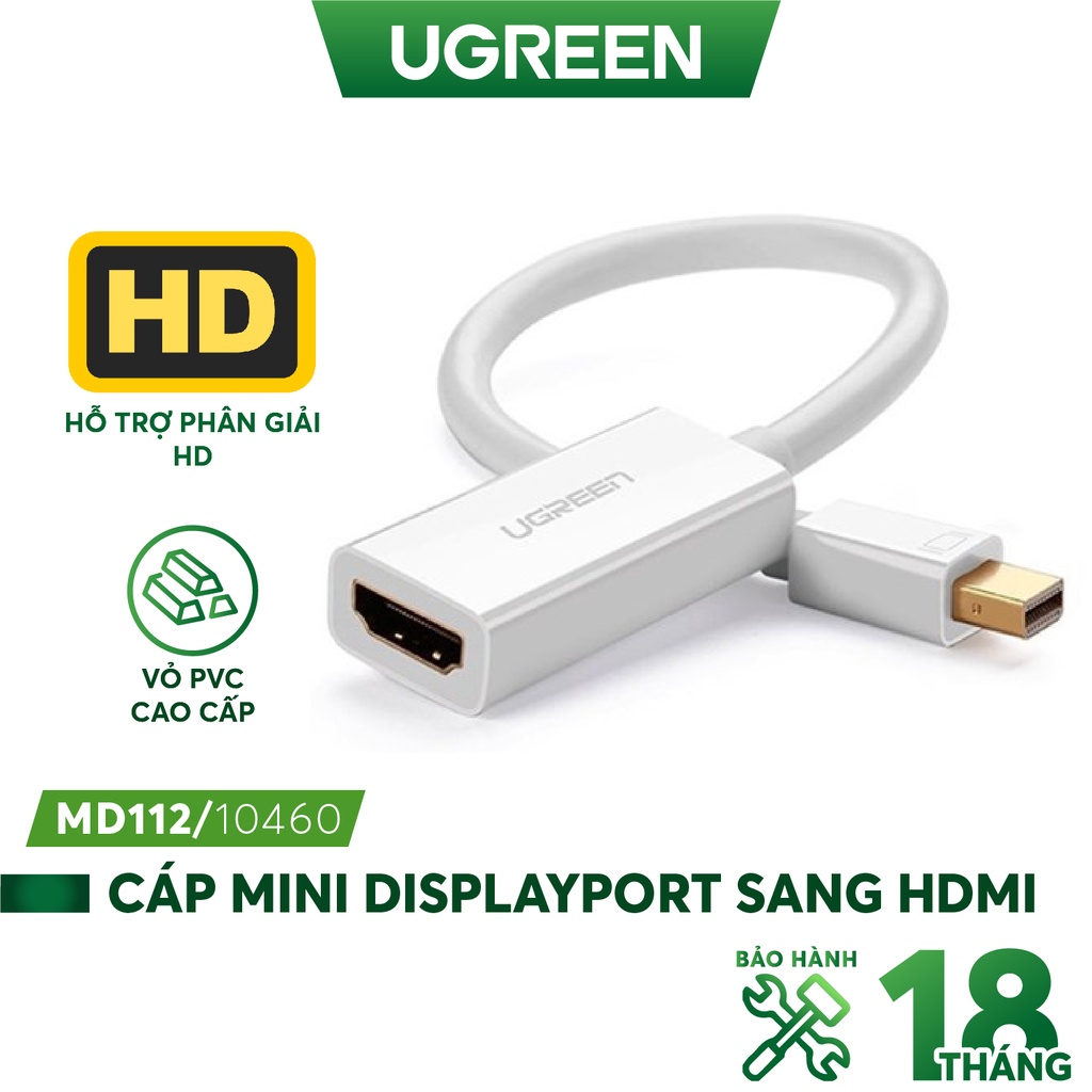 Cáp chuyển đổi Mini Displayport, thunderbolt sang HDMI âm Ugreen 10460 Chính Hãng