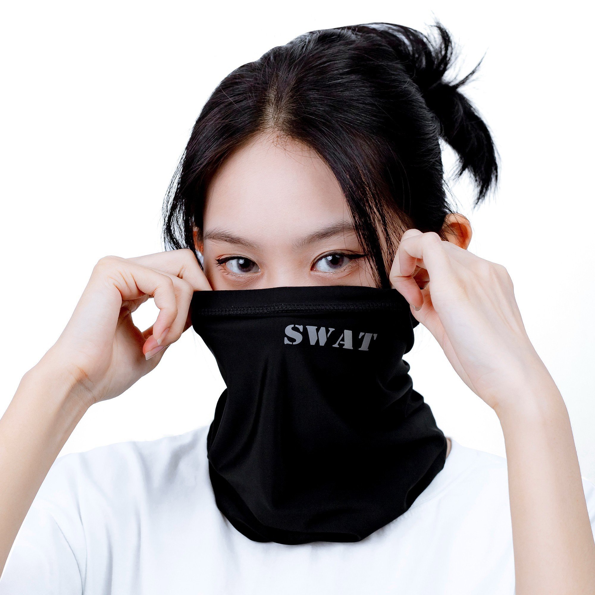 Khăn đa năng Swat đen trơn vải mịn mát siêu co dãn