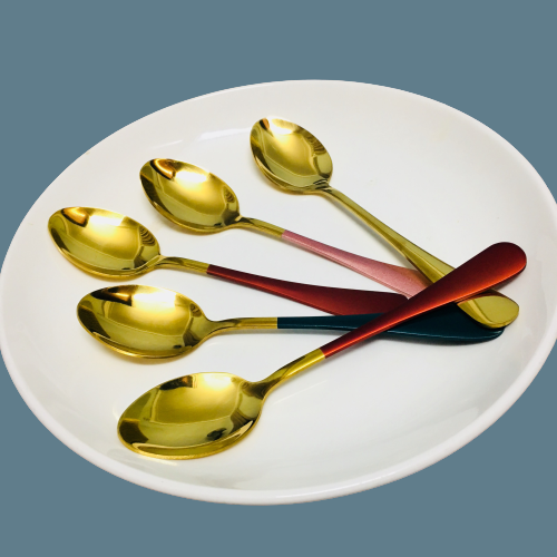 [ COMBO 5 ] Thìa mạ vàng , Thìa inox cao cấp , Thìa ăn cơm vàng siêu sang chảnh-MIX MÀU NGẪU NHIÊN