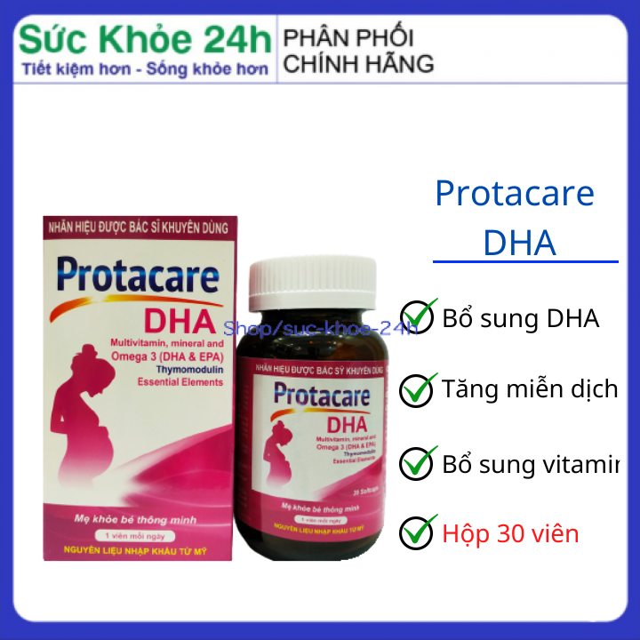 Viên uống sắt tổng hợp Protacare tốt cho bà bầu, tăng miễn dịch, bổ sung DHA - Hộp 30 viên