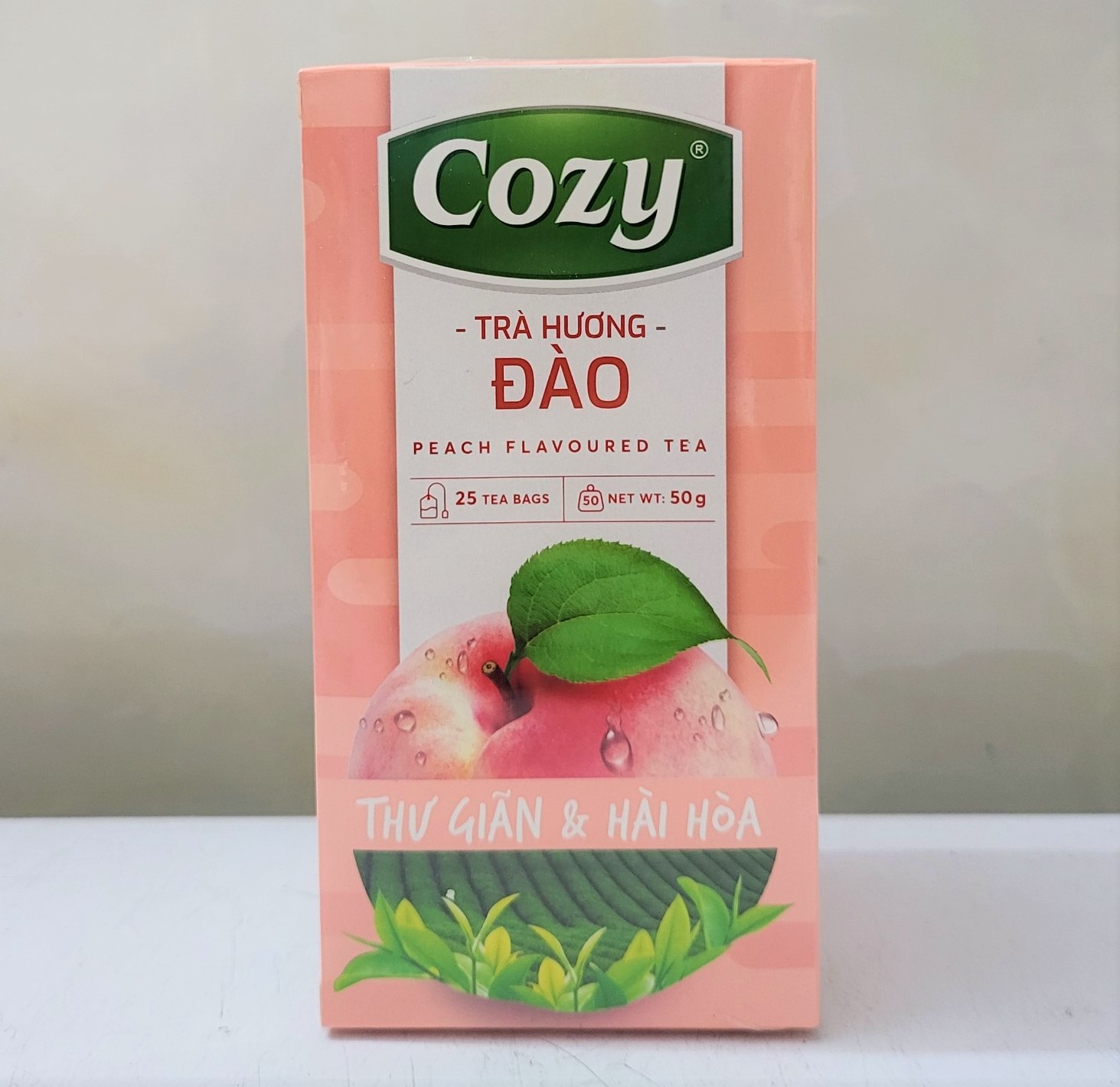 [Hộp 50g (25 túi lọc)] TRÀ HƯƠNG ĐÀO [VN] COZY Peach Flavored Tea