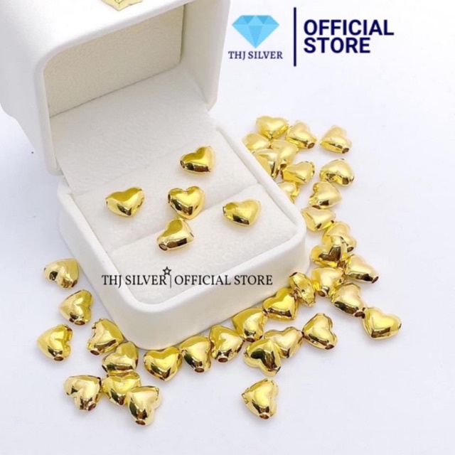 Mặt dây chuyền bạc ta THJ- Mặt tim phồng sáng đẹp chuẩn bạc ta