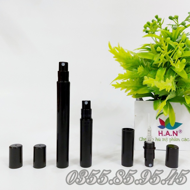 10 Chai nhựa chiết NƯỚC HOA Vial PHUN SƯƠNG 2ML - 3ML - 5ML Cao đen - Lọ chiết mỹ phẩm du lịch