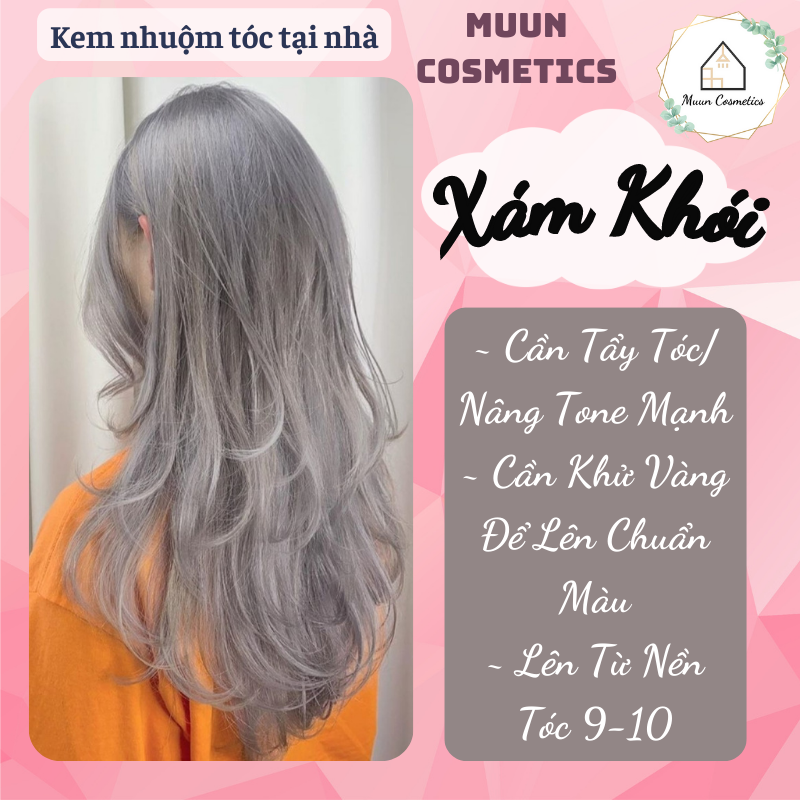 Thuốc Nhuộm Tóc Xám Khói (Tặng Kèm Oxy Trợ Nhuộm và Chụp Tóc, Bao Tay)