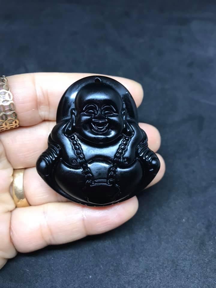 Mặt dây chuyền di lặc đá thạch anh đen- tặng kèm dây đeo