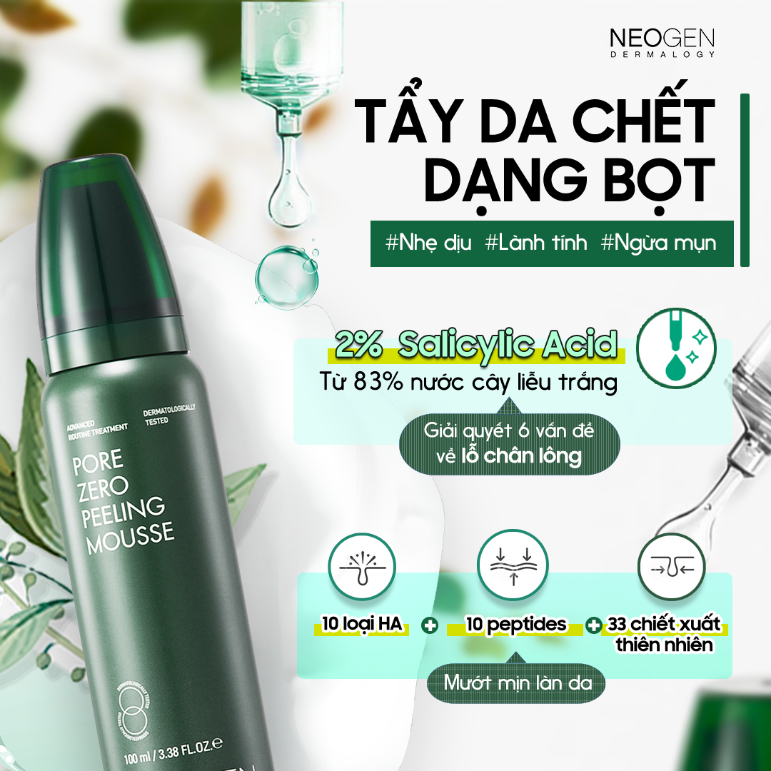 Tẩy Da Chết Bọt Mịn BHA Pore Zero Peeling Mousse Neogen Dermalogy 100ml