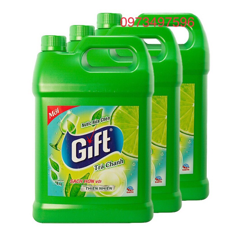 Nước Rửa Chén Bát Gift Trà Chanh Can 4Kg Siêu To
