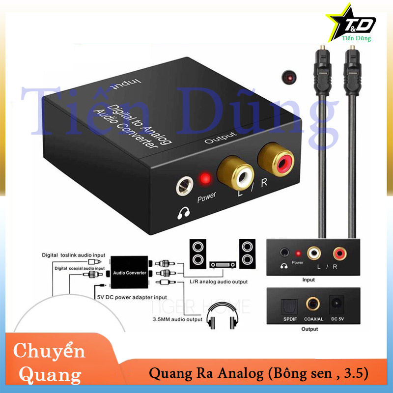Bộ chuyển đổi Cổng quang Optical sang Audio AV - R/L, cổng 3.5 Hỗ Trợ Tv 4k 196kb và 96kb có 2 dòng nguồn USB và Nguồn