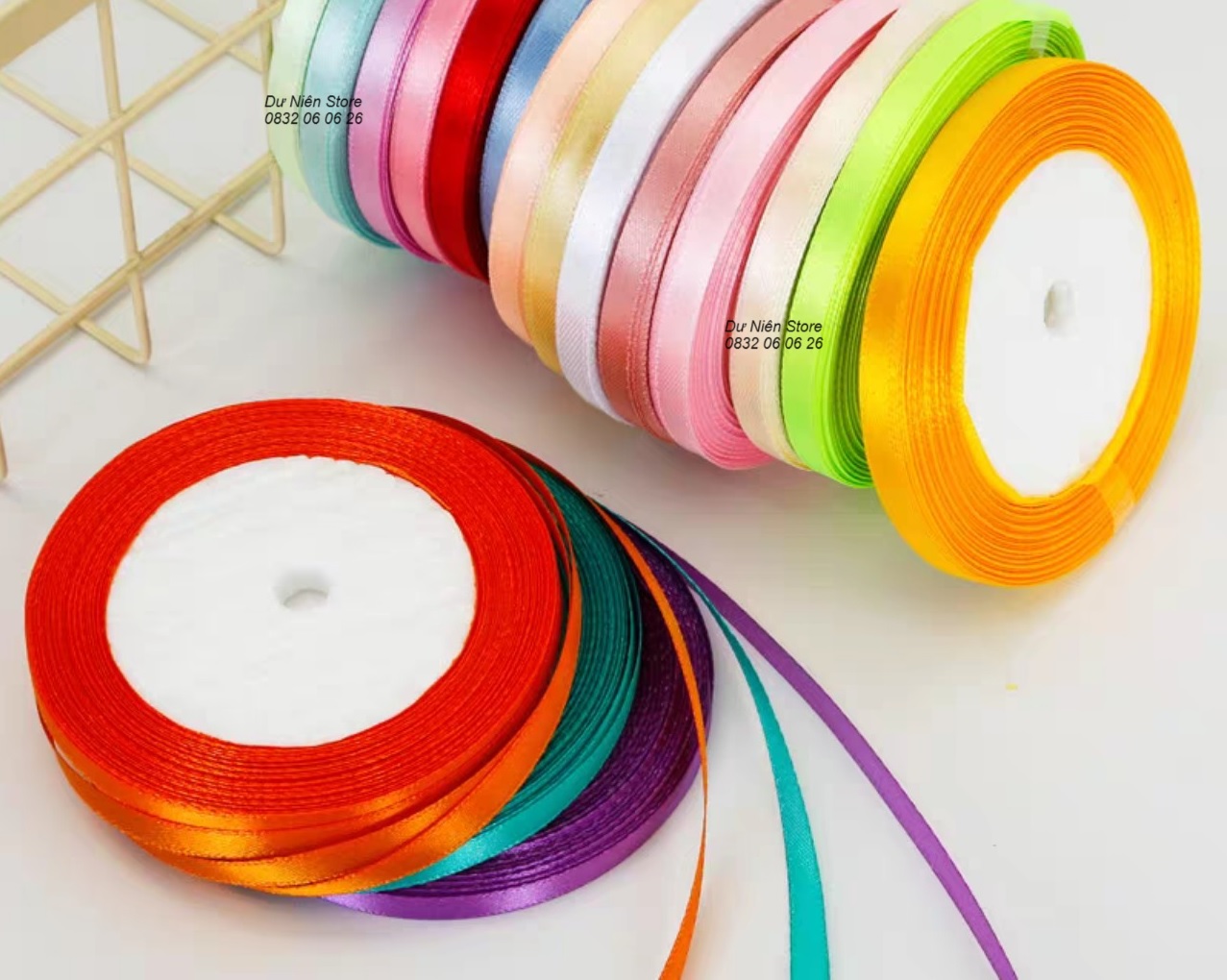 Ruy Băng Lụa 5ly (6mm) Đủ Màu Cuộn 22 Yard.