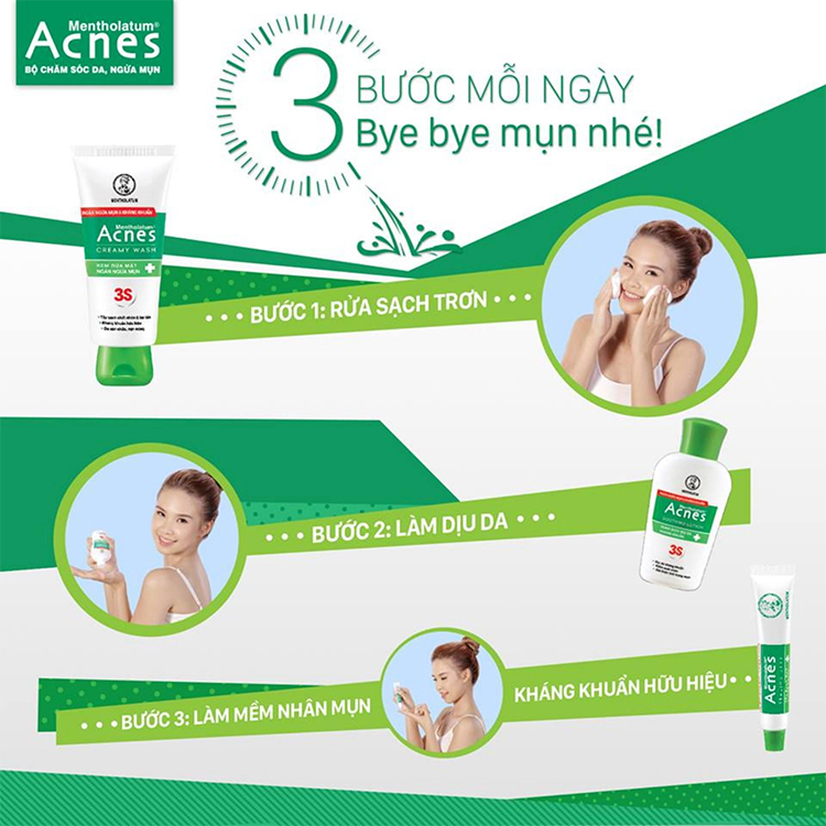 Bộ Chăm Sóc Da ACNES 3 Món (SRM 100/50/25g+  Dung dịch 90ml + Gel ngừa mụn 18g)