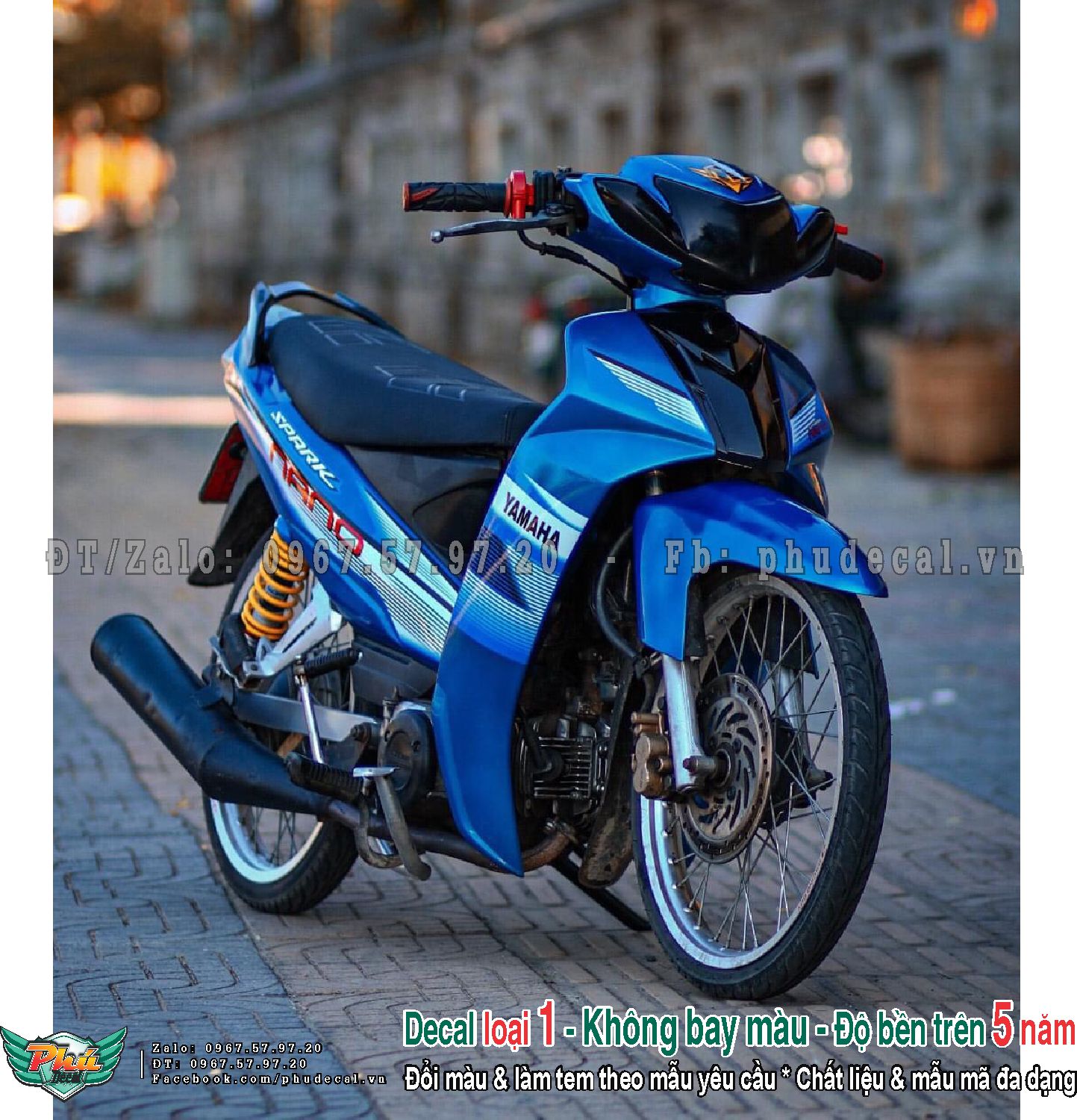 Tem rời xe Sirius Nano Xanh trắng (m)