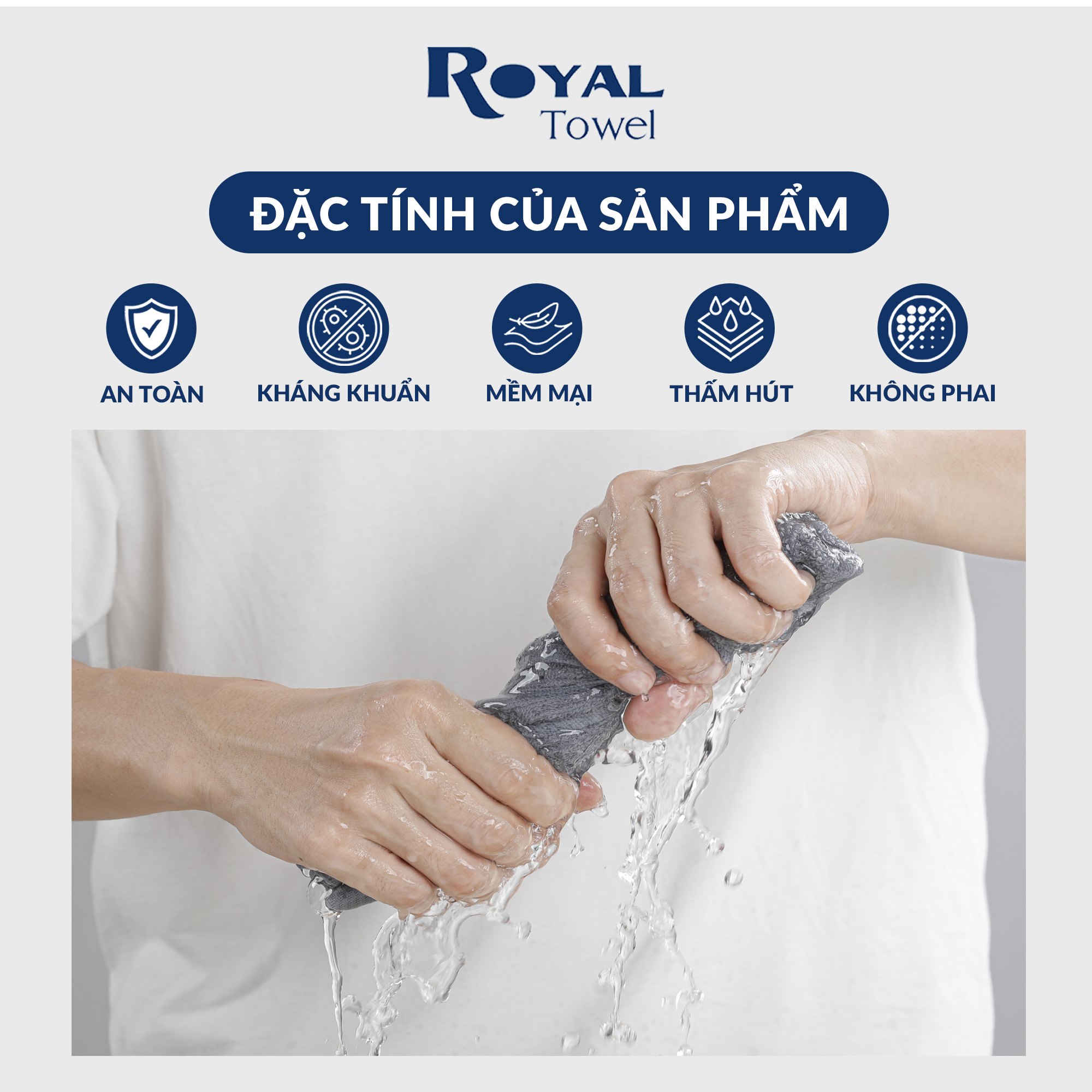 Khăn Tắm Khăn Gội Đầu Khăn Lau Mặt ROYAL TOWEL Dùng Cho Gia Đình Spa Khách Sạn 100% Cotton Thấm Hút Không Ra Màu