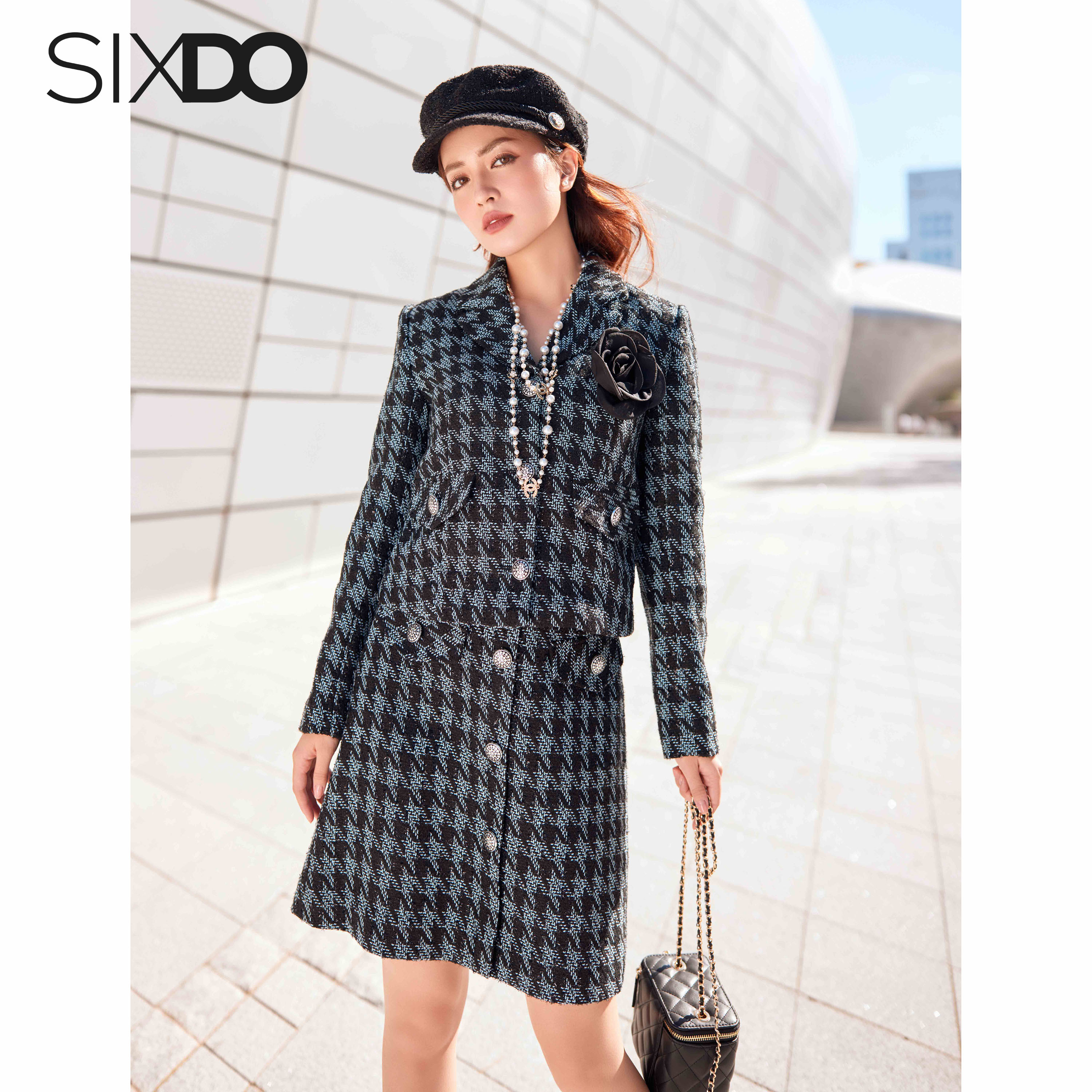 Chân váy tweed phối cúc SIXDO (Mini Tweed Skirt)