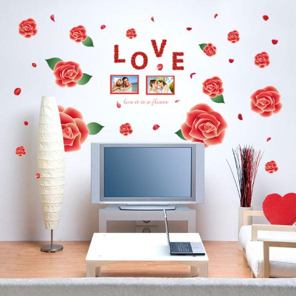 Decal trang trí tường - Bông Hoa Hồng đỏ rực lớn