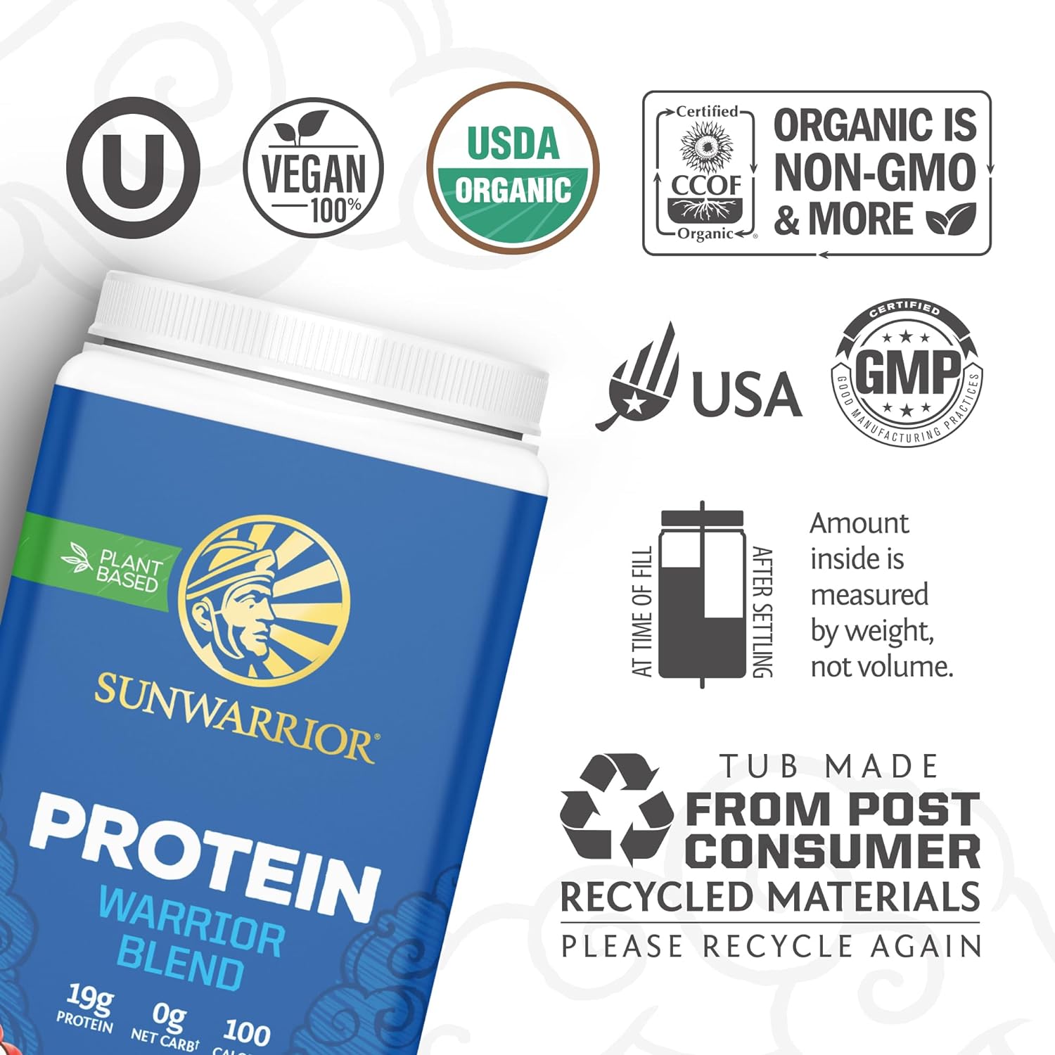 Đạm thực vật protein ''Sunwarrior'' Warrior Blend Organic 30 lần dùng